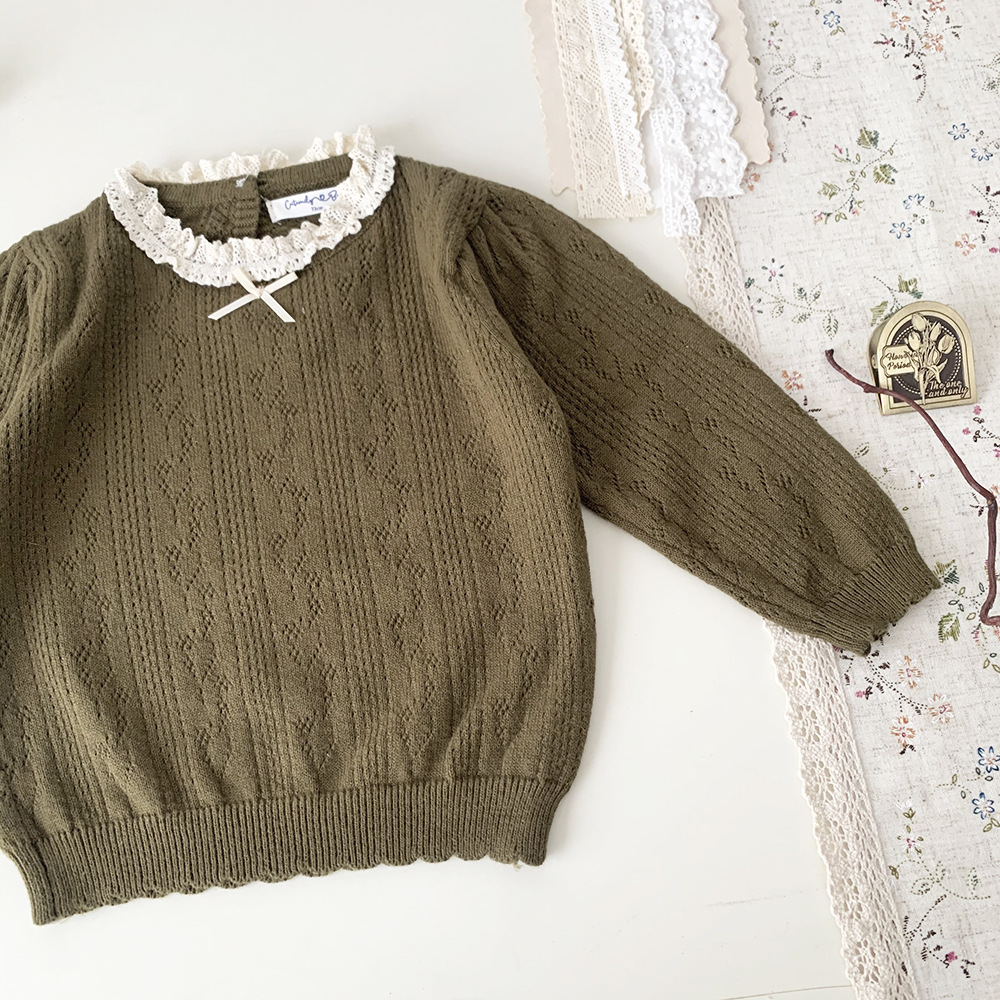 Baby Toddler Girl Lace Collar Sweater