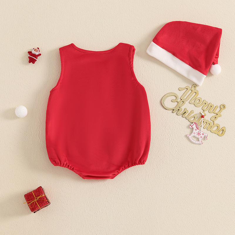 Baby Newborn Christmas Baby Sleeveless Hooded onesie