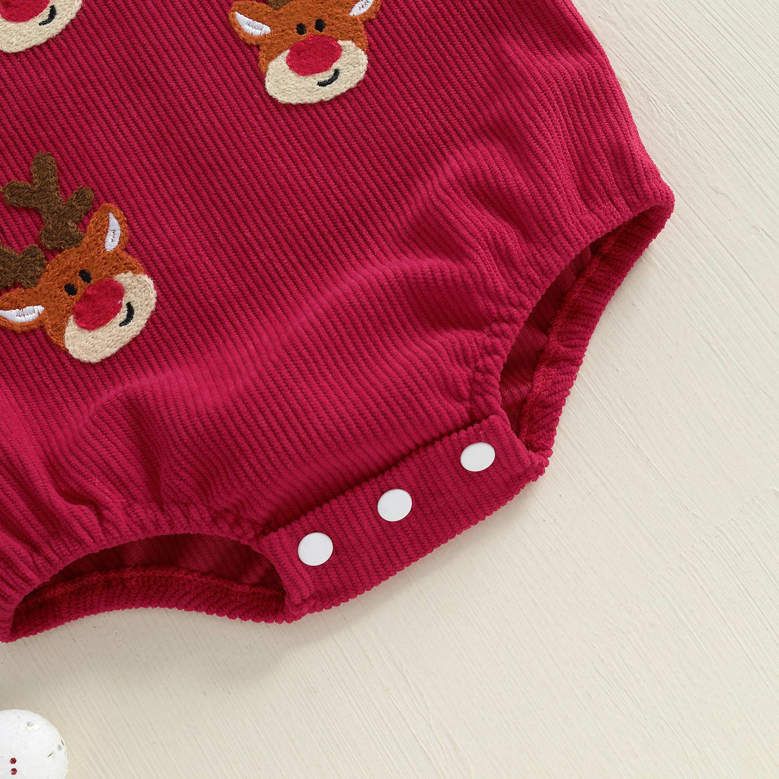 Baby Christmas Corduroy Sling , Deer Head Embroidery Bodysuit
