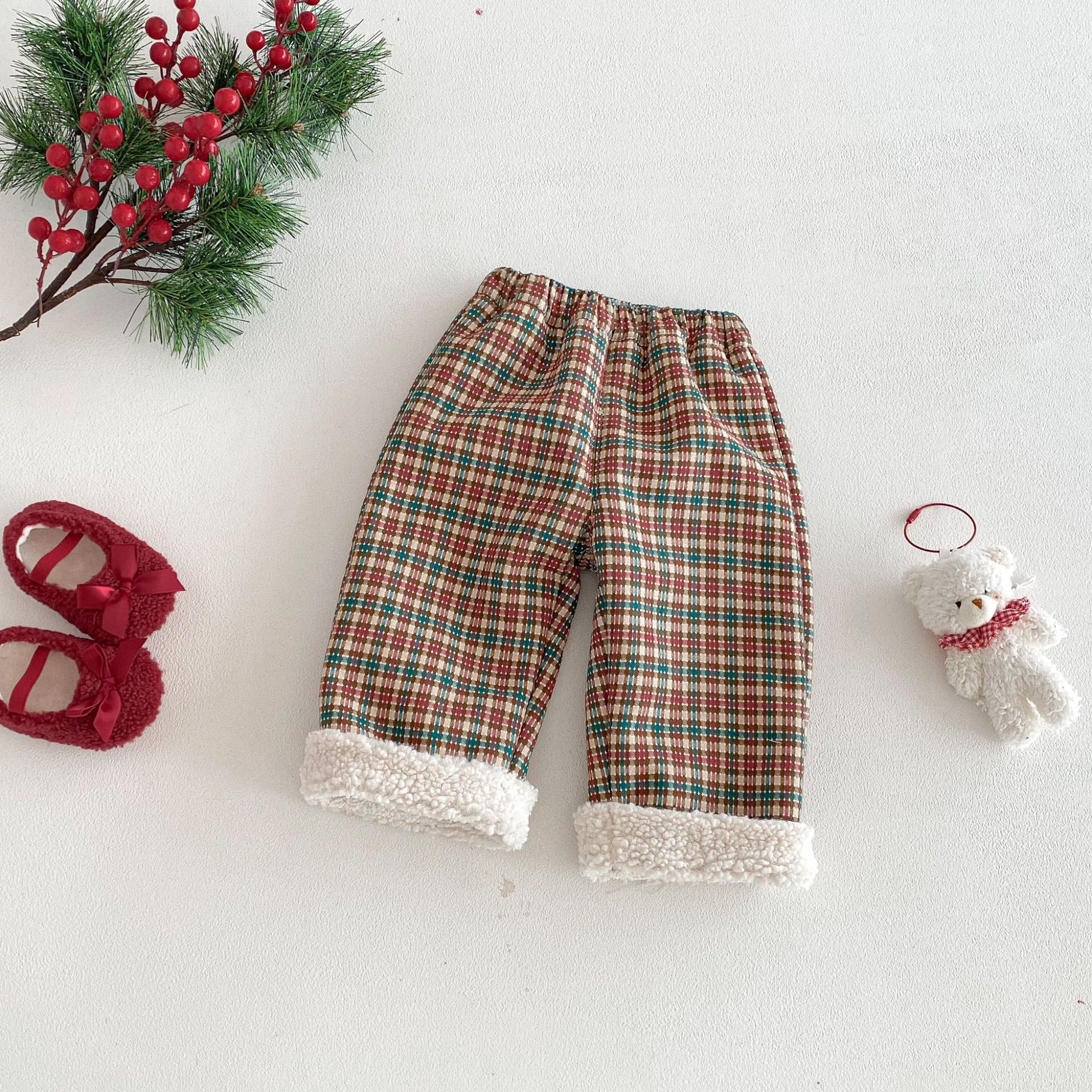 Baby Plaid Fleece Lined Pants