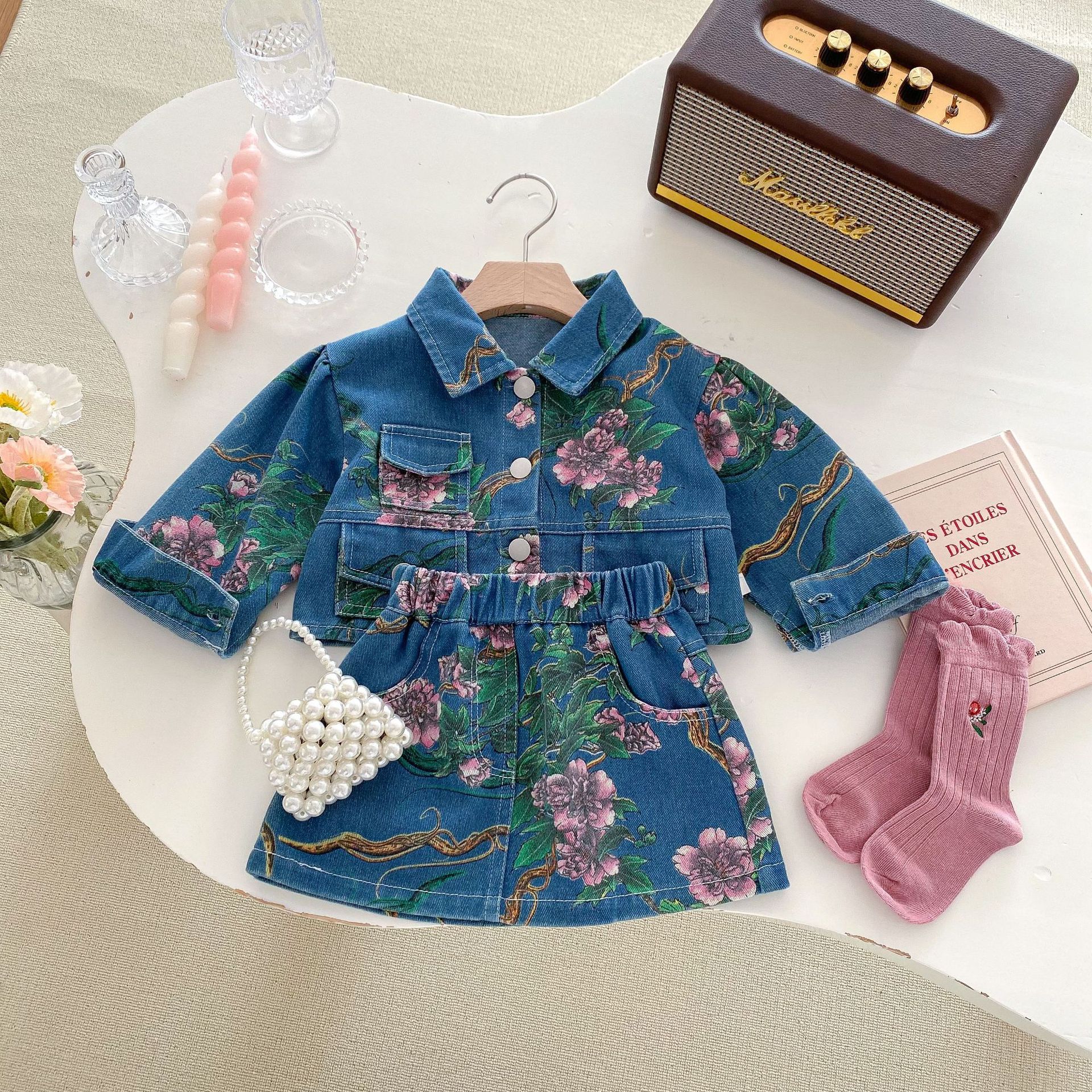 [Copy]2-Piece Baby Kid Girls Denim Half Skirt Dress Set