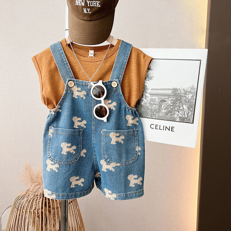 Kid Boy Bear Denim Overalls Shorts