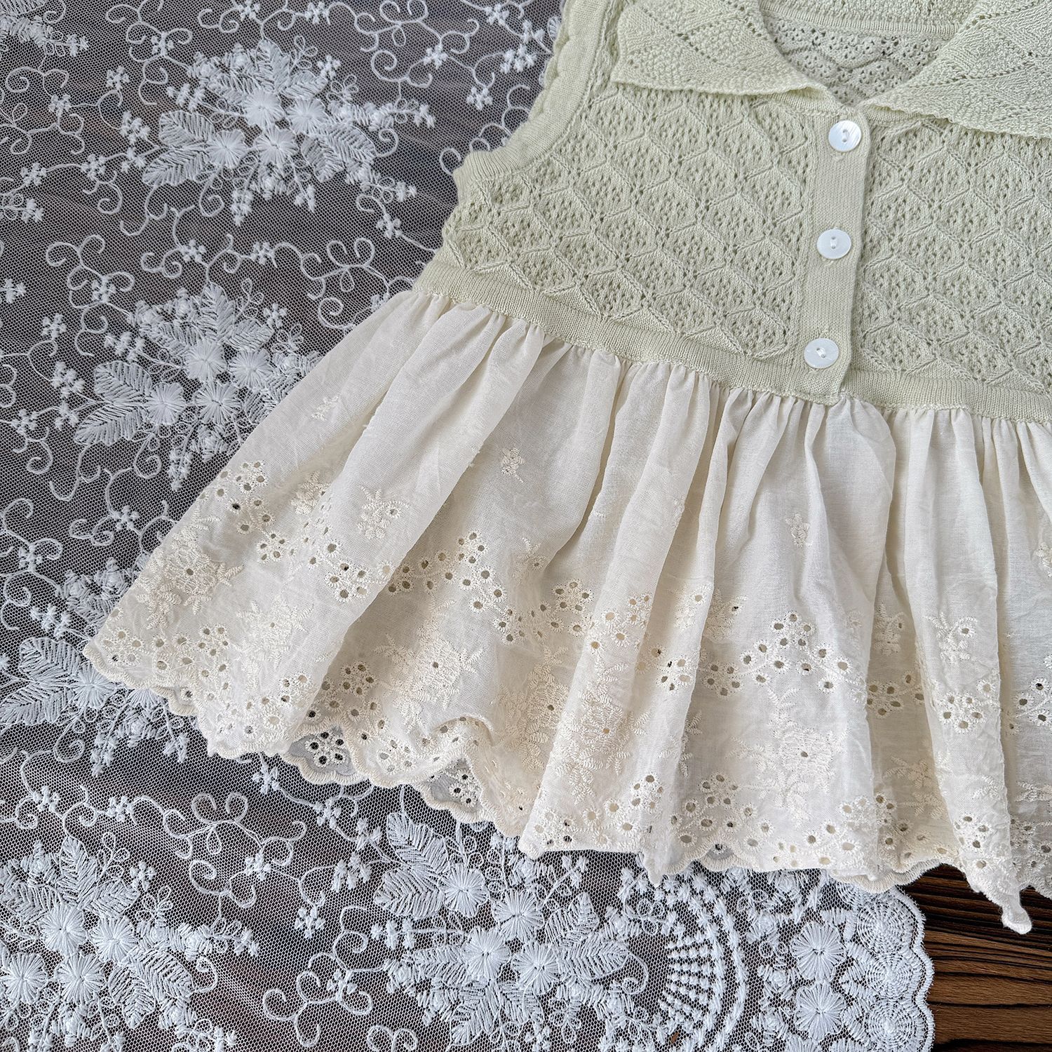 Baby Toddler Girl Hollow Lace Contrast Vest