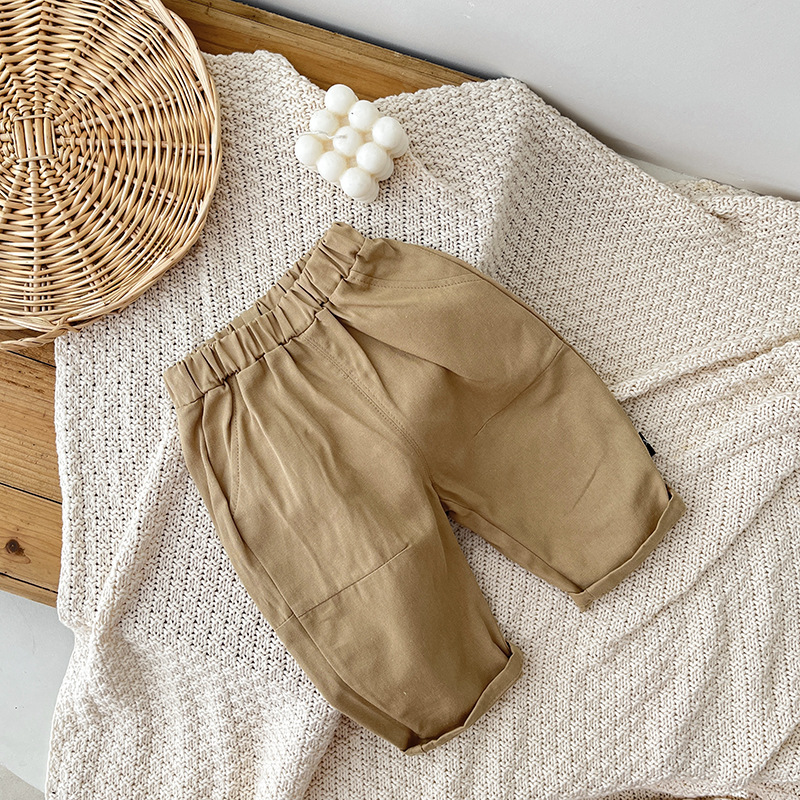 Baby Boy Solid Color Worker Loose Pants