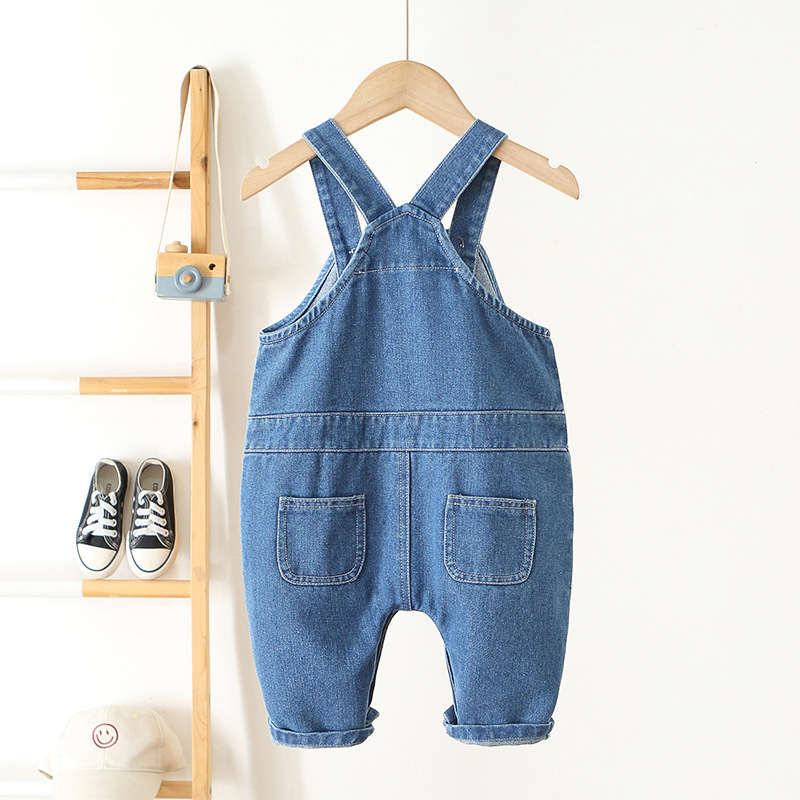 Baby Casual Solid Color Denim Overalls