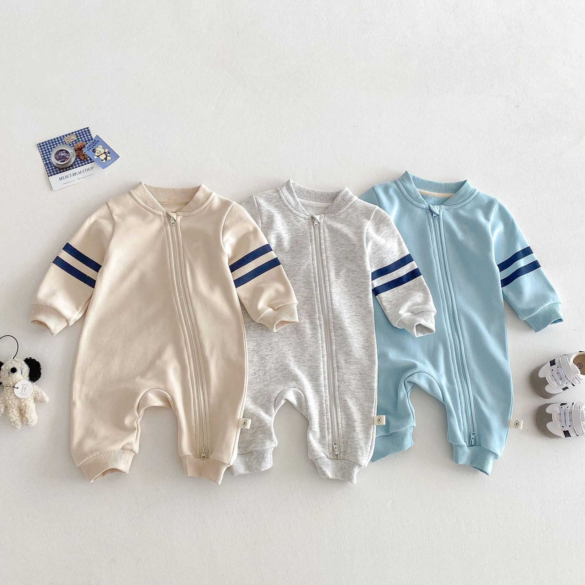 Baby Baseball Collar Jumpsuit