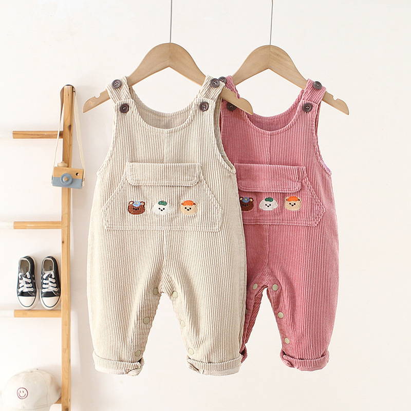 Baby Toddler Three Bear Embroidered Overalls