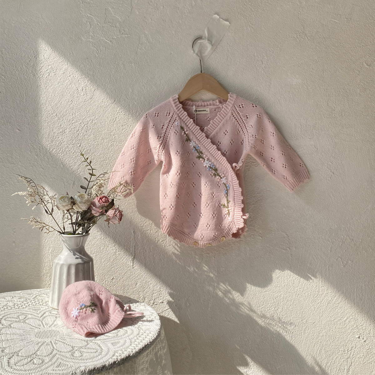 Baby Girls Floral Embroidered Sweater Bodysuit