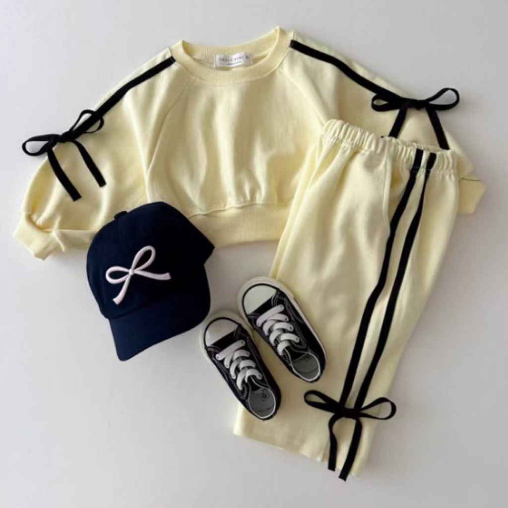 Baby Toddler Bow Tie Web Sweatshirt Shorts set