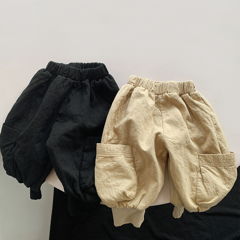 Kids Solid Color Jogger Worker Pants