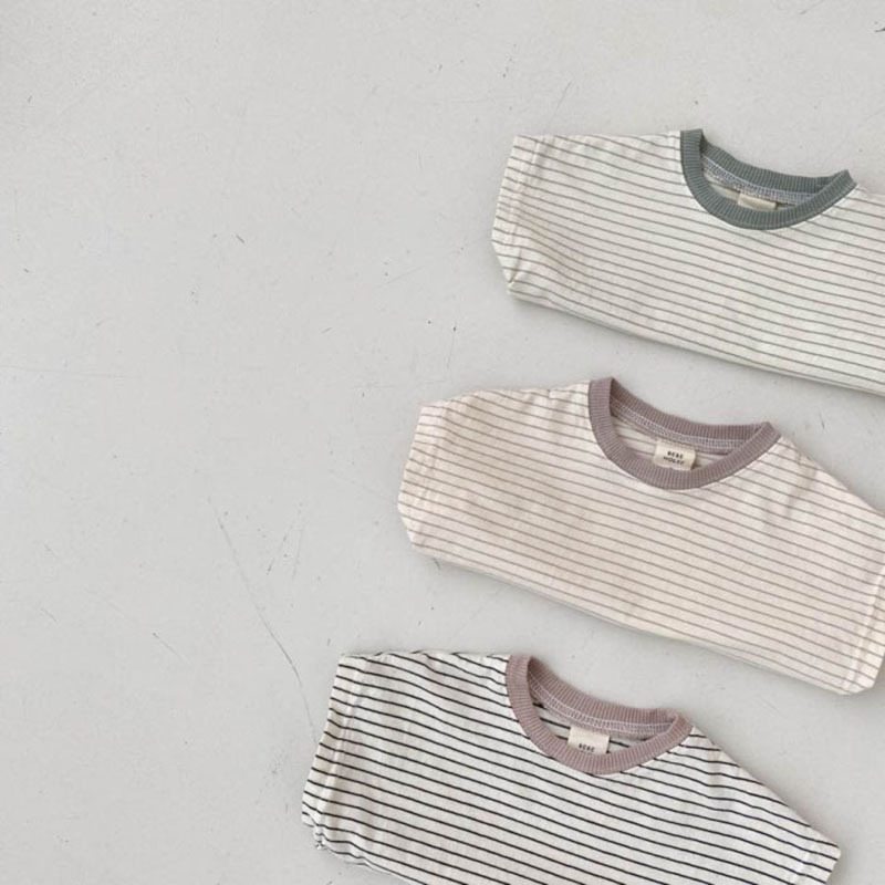 Baby Striped Contrast Collar T-Shirt