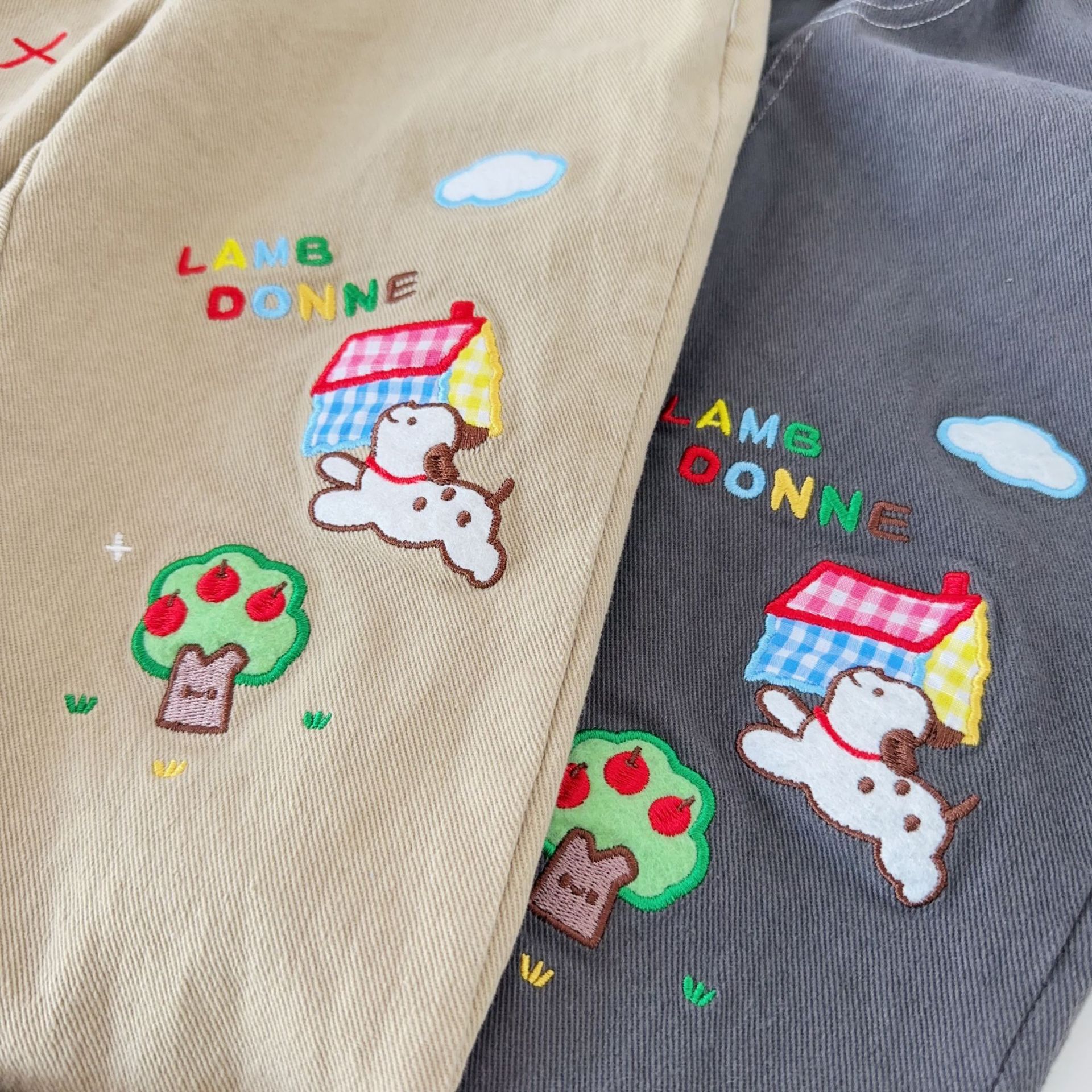 LAMB DONNE Toddler Boy Embroidered Puppy Plaid Pants
