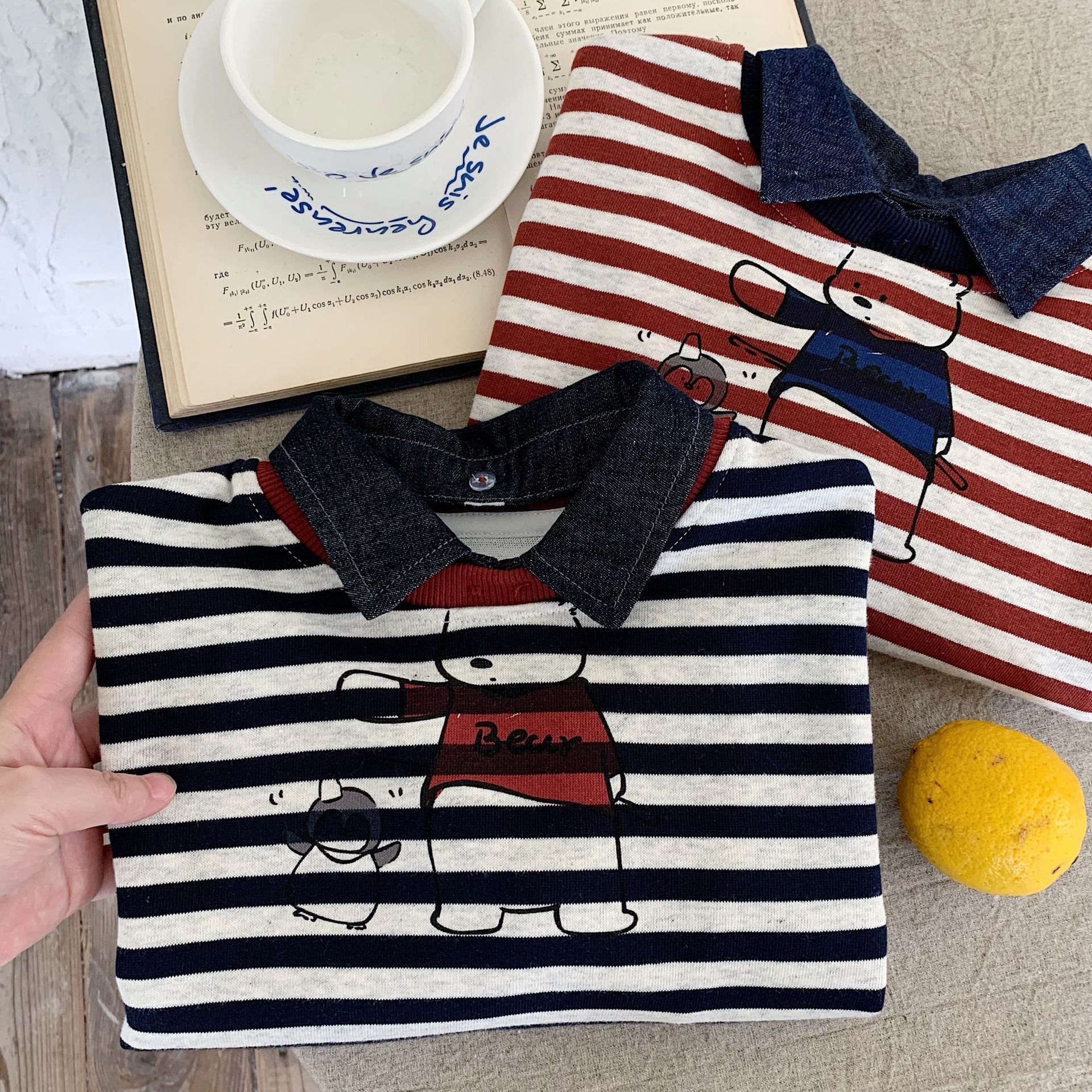 Kid Retro Stripe Polo Sweatshirt