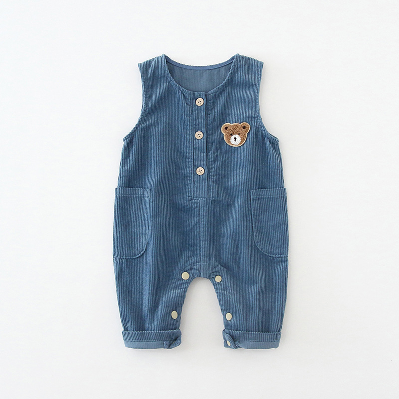 Baby Toddler Bear and Smile Fleecing Overalls