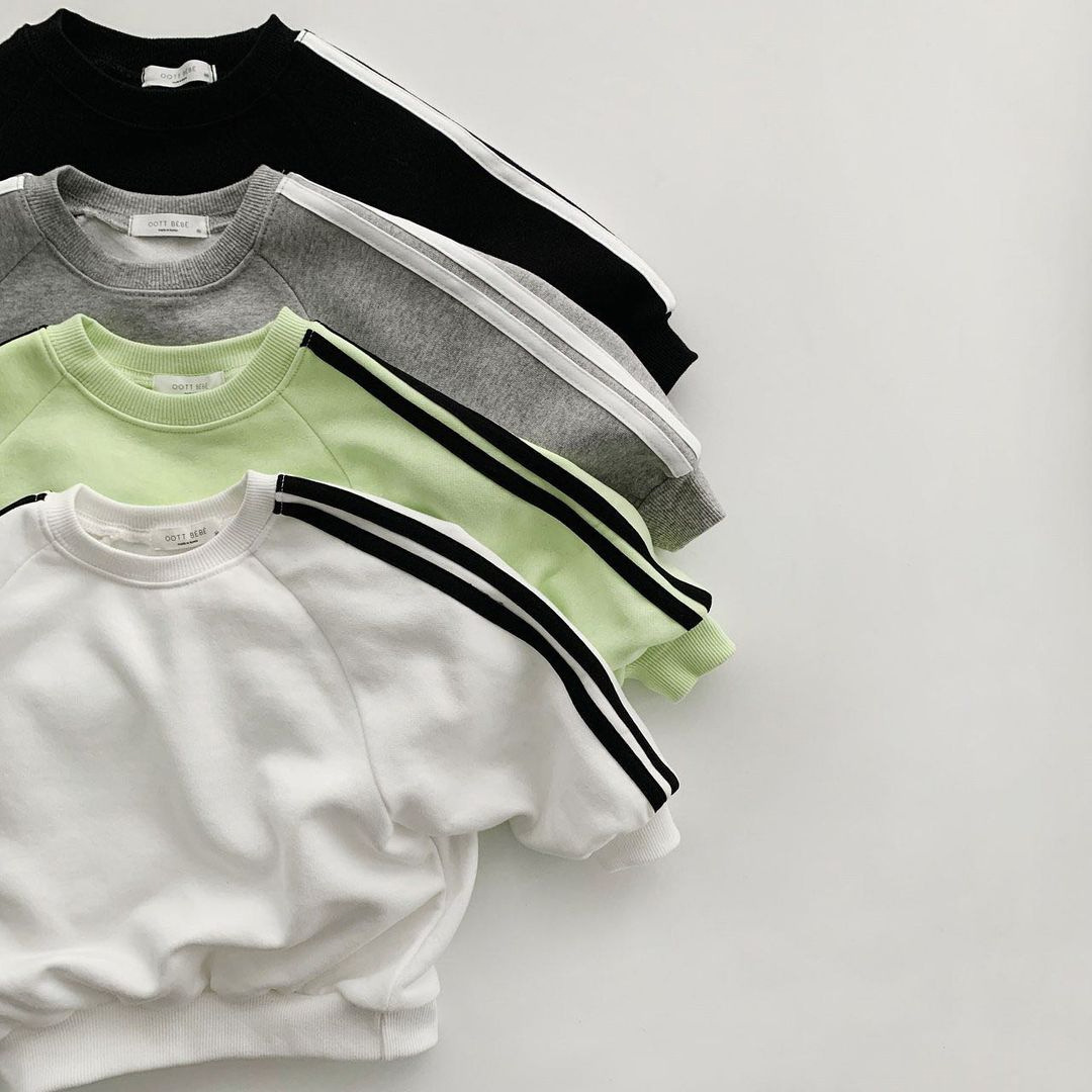 Baby Toddler Solid Color Ribbon Sweatshirt Set
