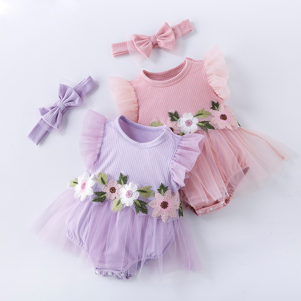 Baby Daisy Pastoral Bodysuit with Headband