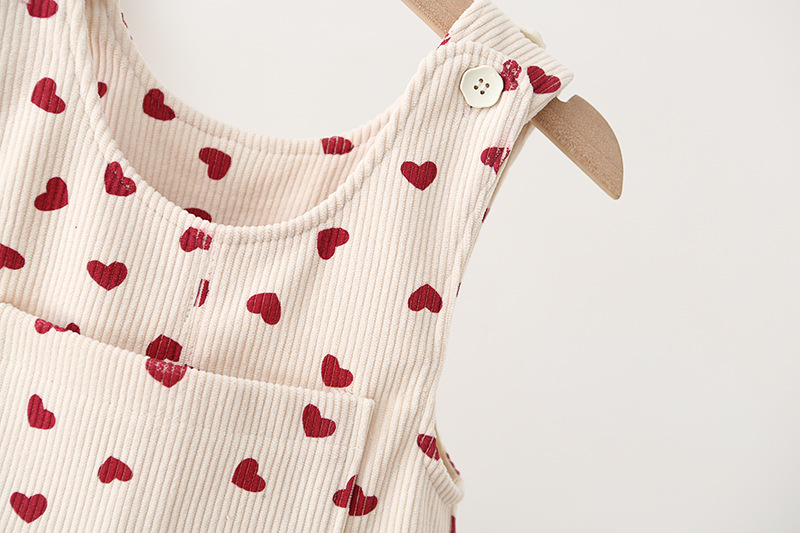 Baby Kid Heart Corduroy Overalls