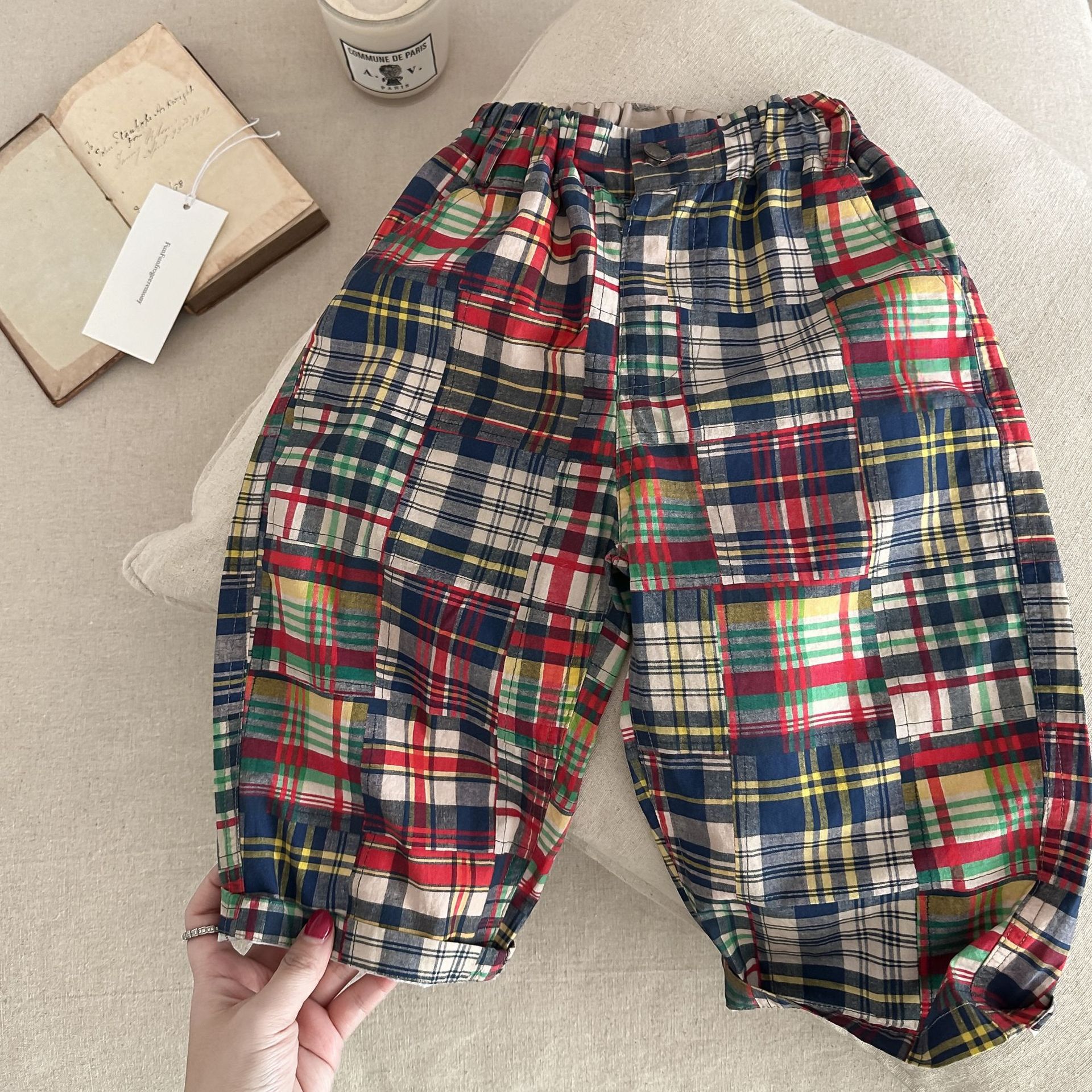 Toddler Boy Patchwork Plaid Casual Pants