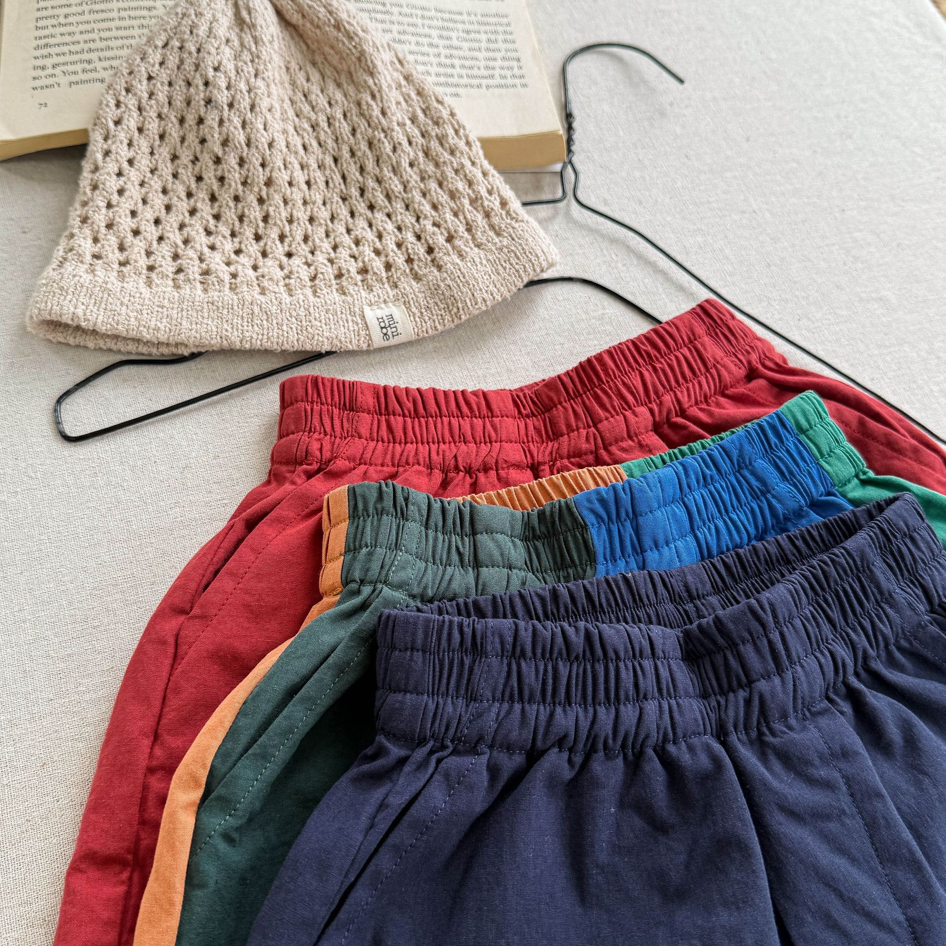 Toddler Penguins Embroidery Contrast Shorts