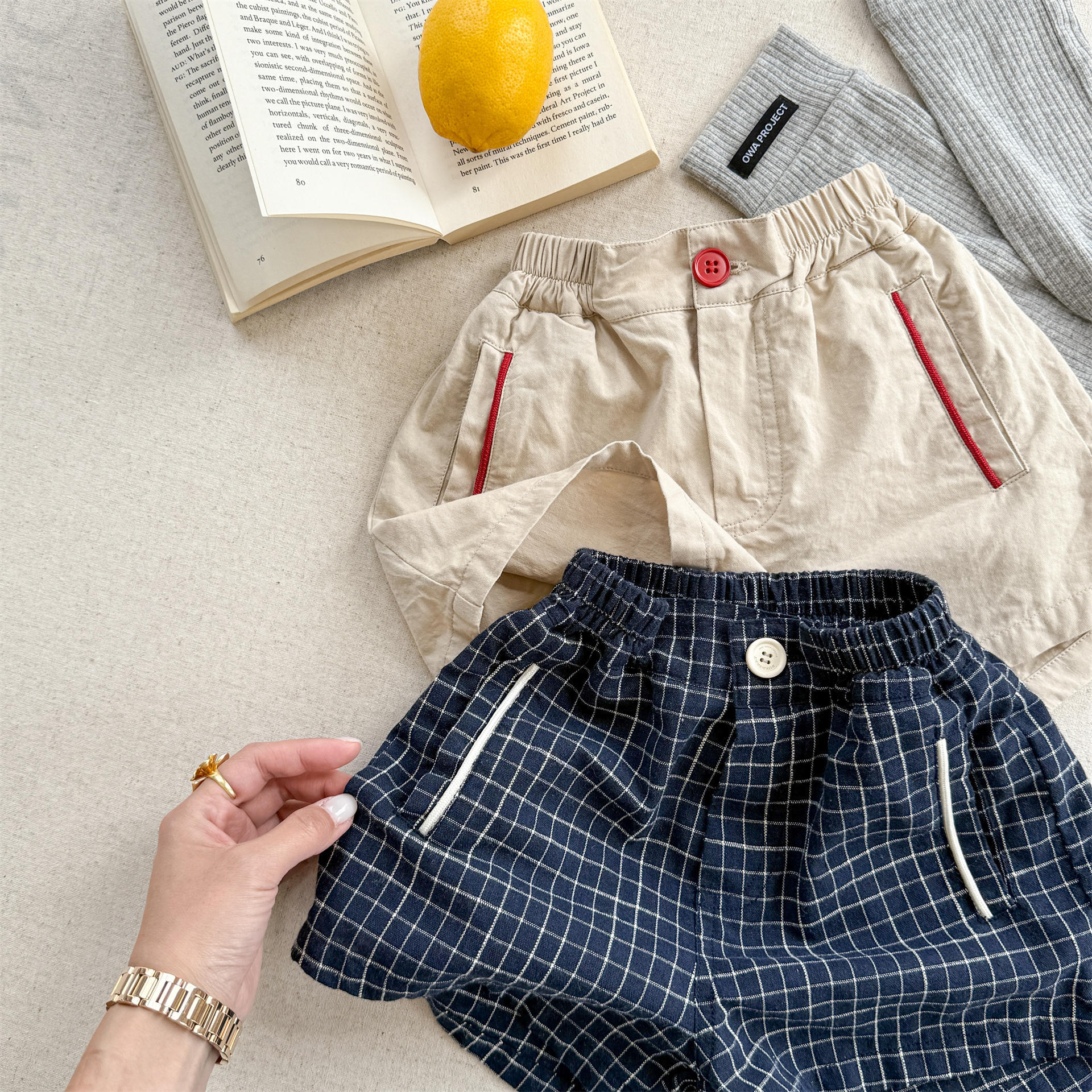 Toddler Casual Contrast Check Shorts