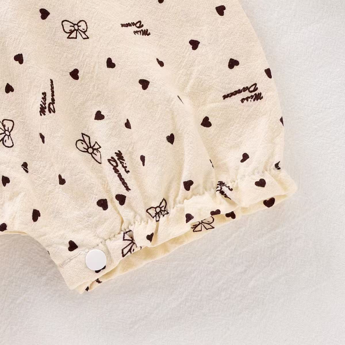 Baby Girl Love Heart Bowknots Romper with Hat