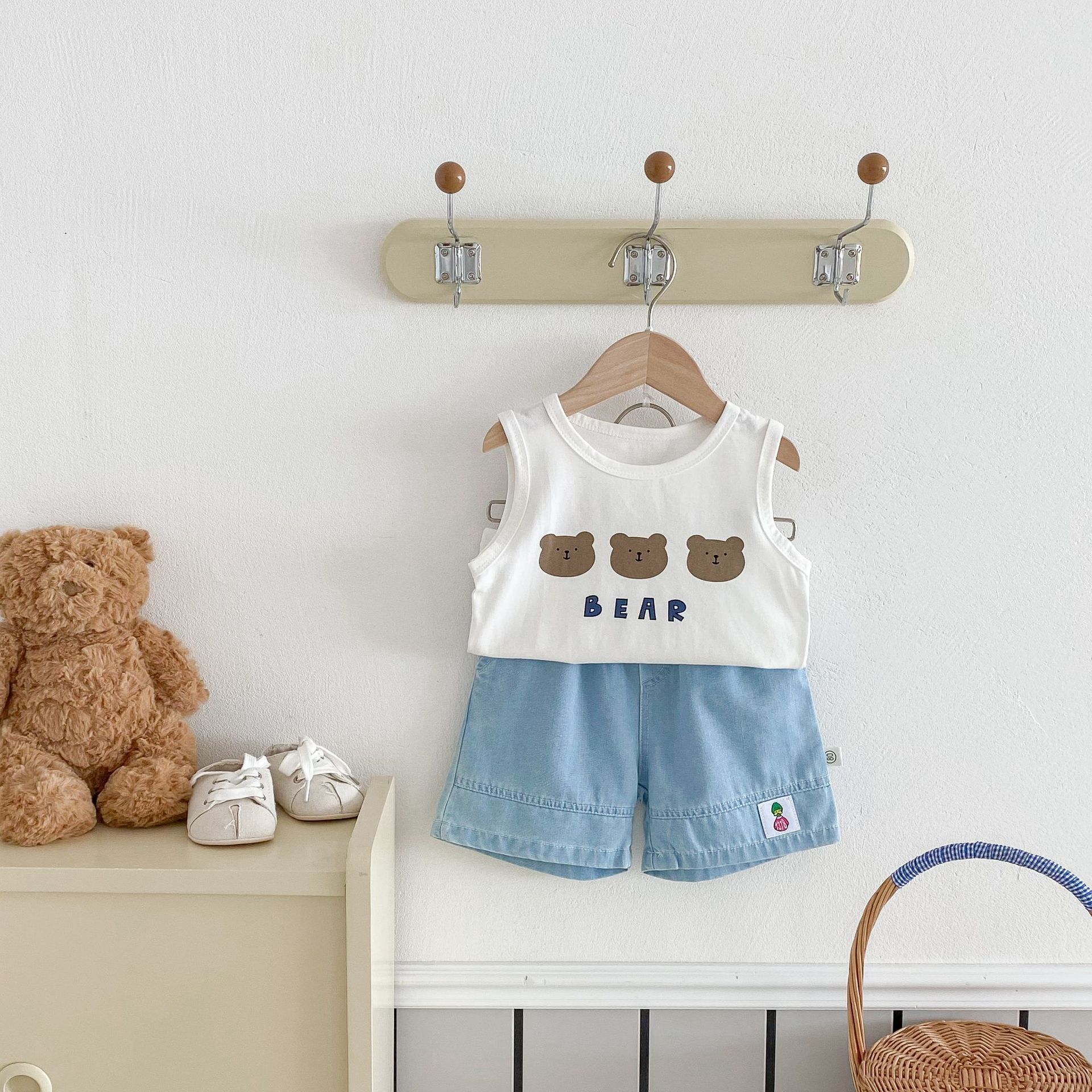 Baby 2-Piece Simple Waffle Sweatsuit Set