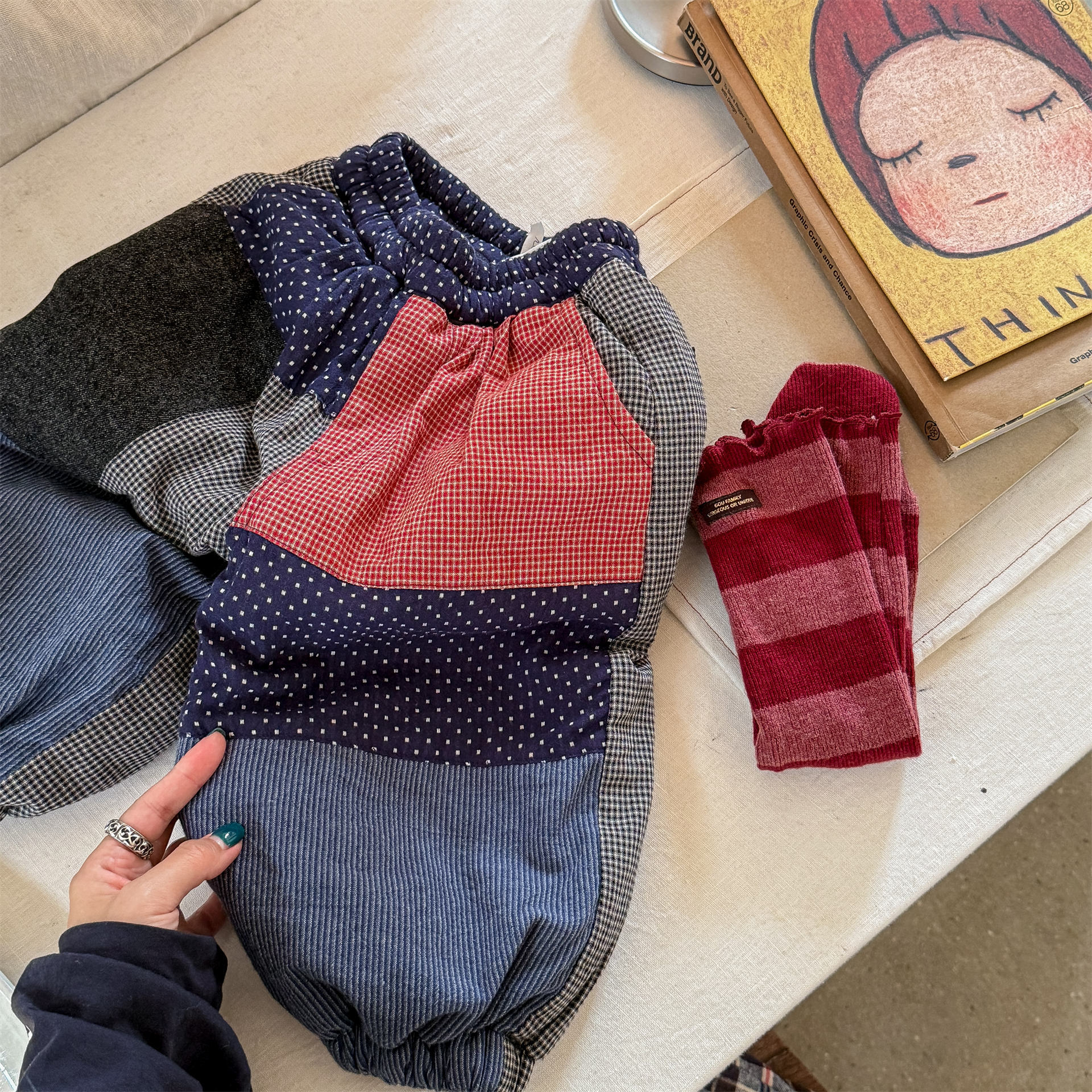 Kids Warm Patchwork Casual Pants