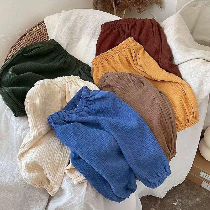 Toddler Gauze Solid Color Simple Pants