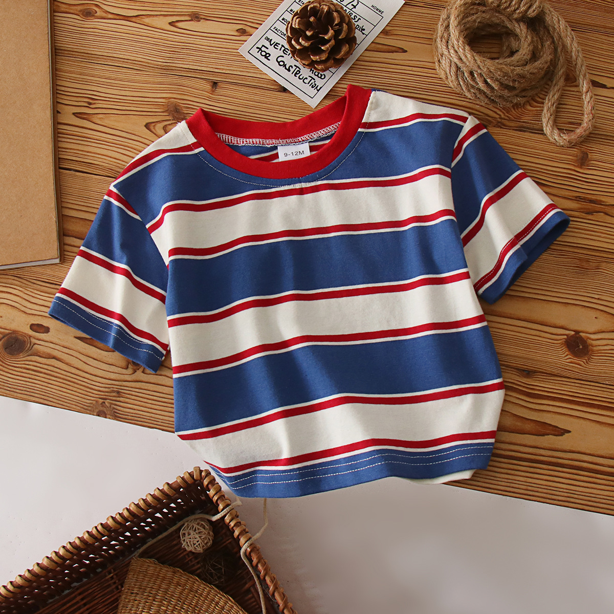 Toddler Boy Red and Blue Stripe T-shirt T-shirt