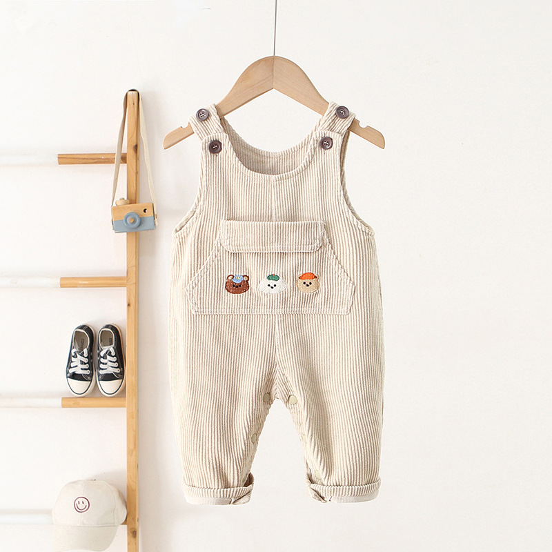 Baby Toddler Three Bear Embroidered Overalls