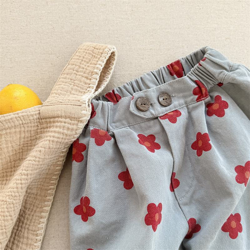 Toddler Girl Flowers Loose Pants