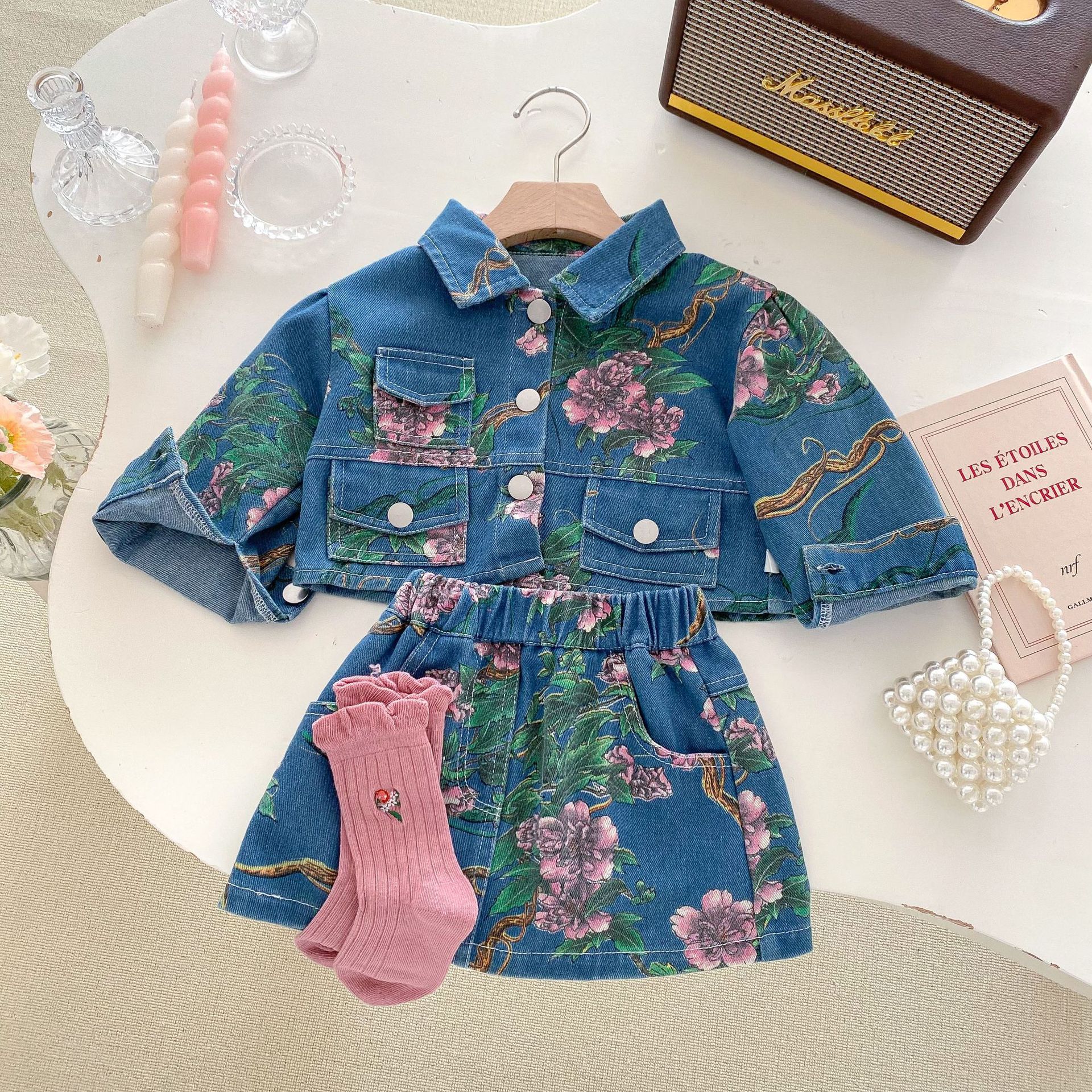 [Copy]2-Piece Baby Kid Girls Denim Half Skirt Dress Set