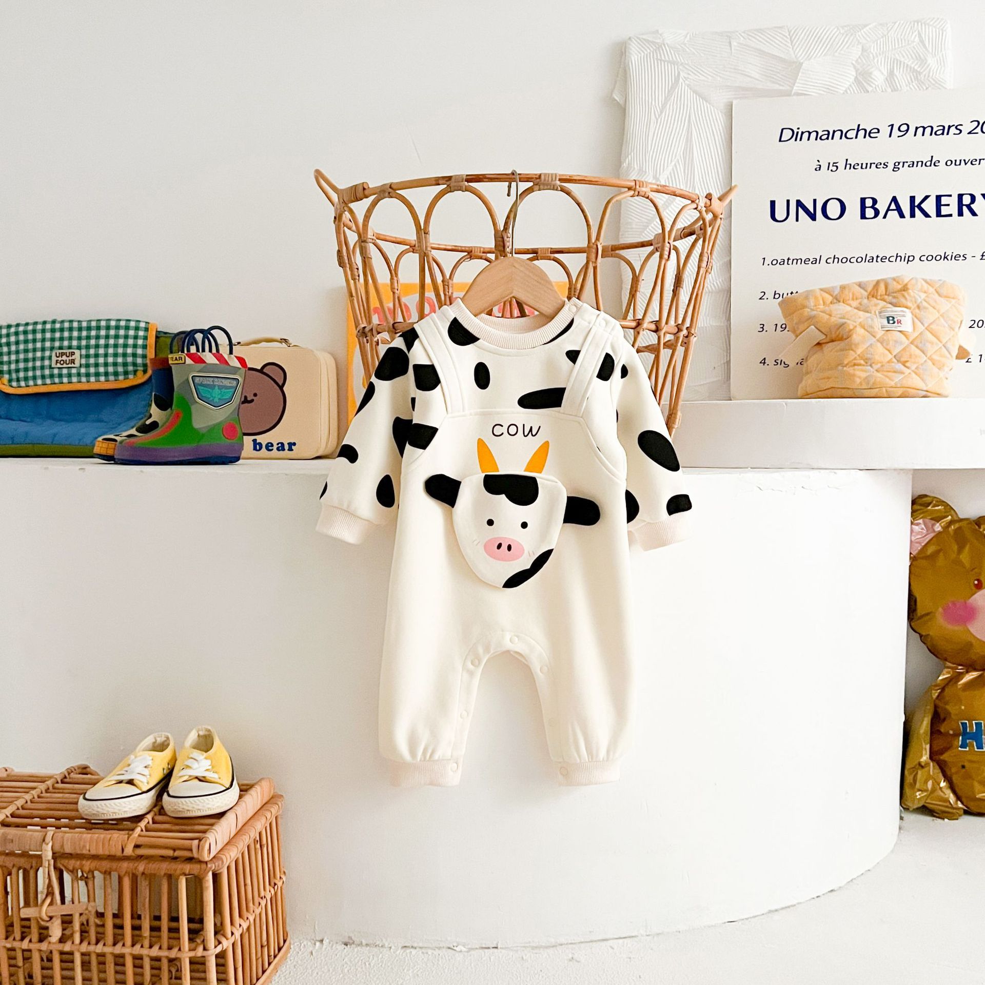 Baby Fake Two Pieces Milk Cow Romper