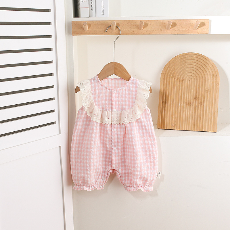 Baby Girl Plaid Sleeveless Romper