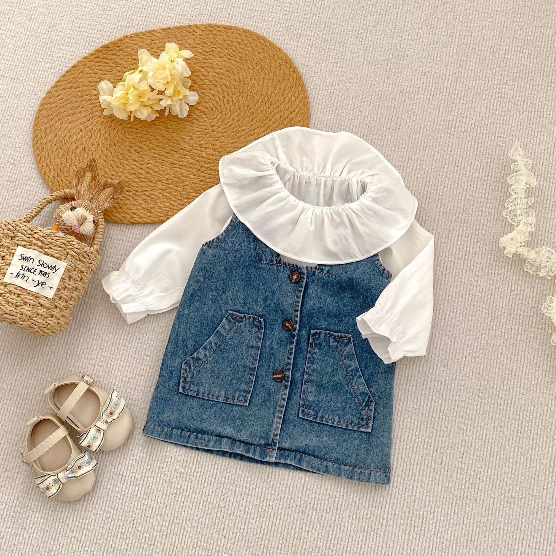 Baby Girl Denim Double Pocket Dress