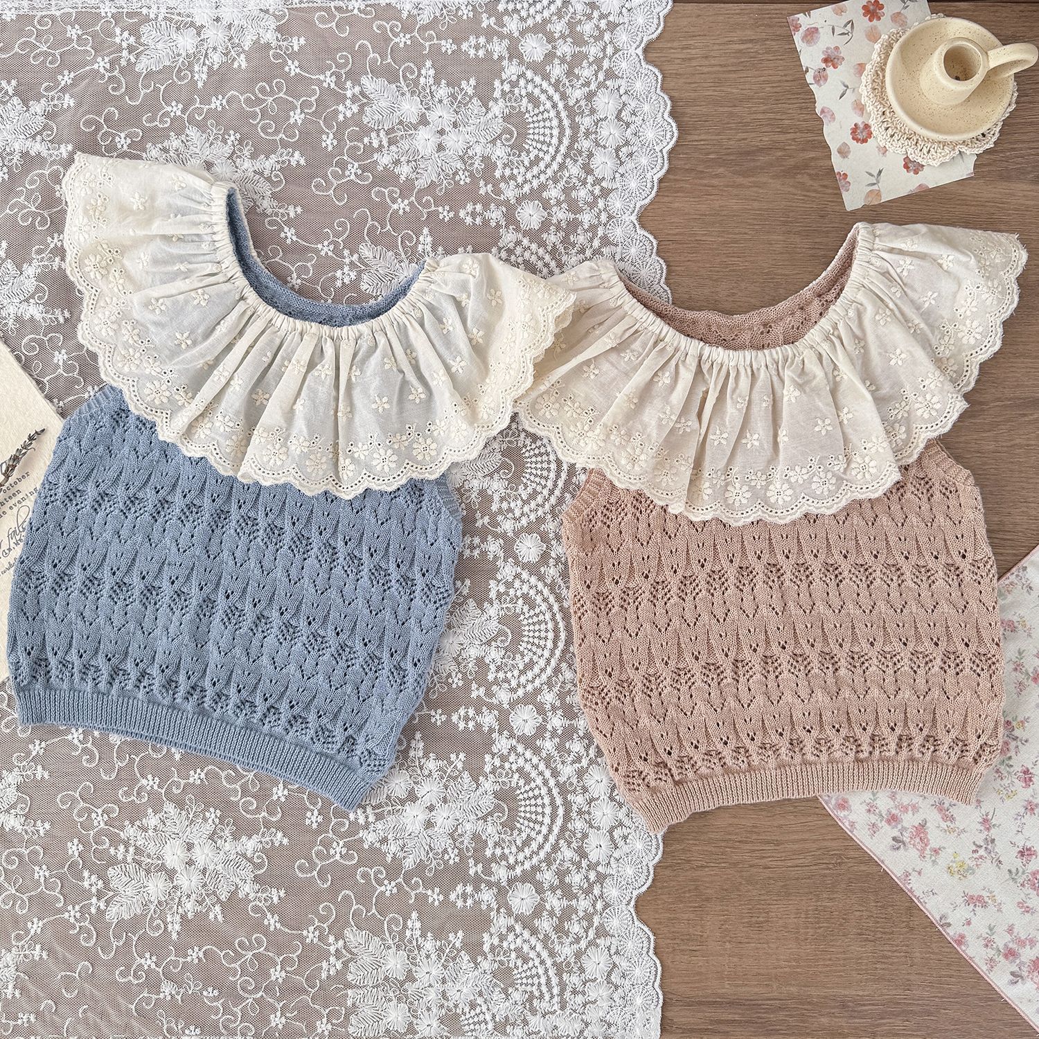 Baby Toddler Girl Embroidered Lapel Knitted Vest