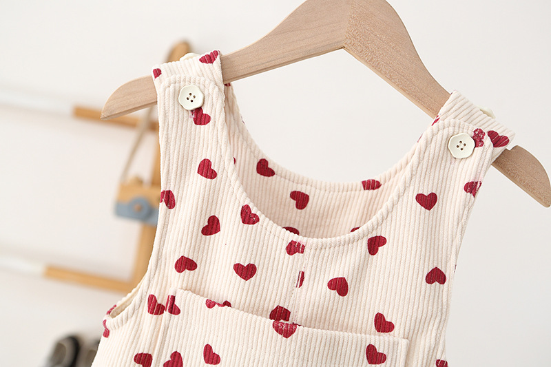 Baby Kid Heart Corduroy Overalls