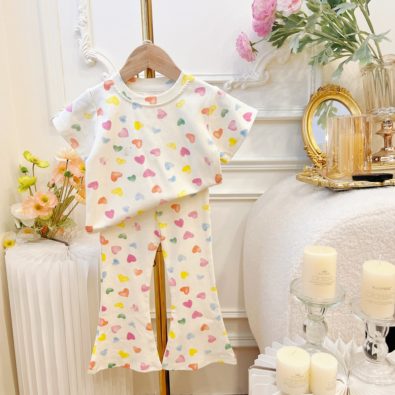 Kid Girl Heart Pink 2-piece Set