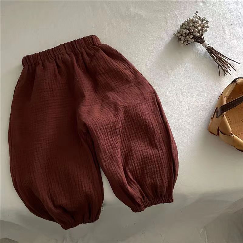 Toddler Gauze Solid Color Simple Pants
