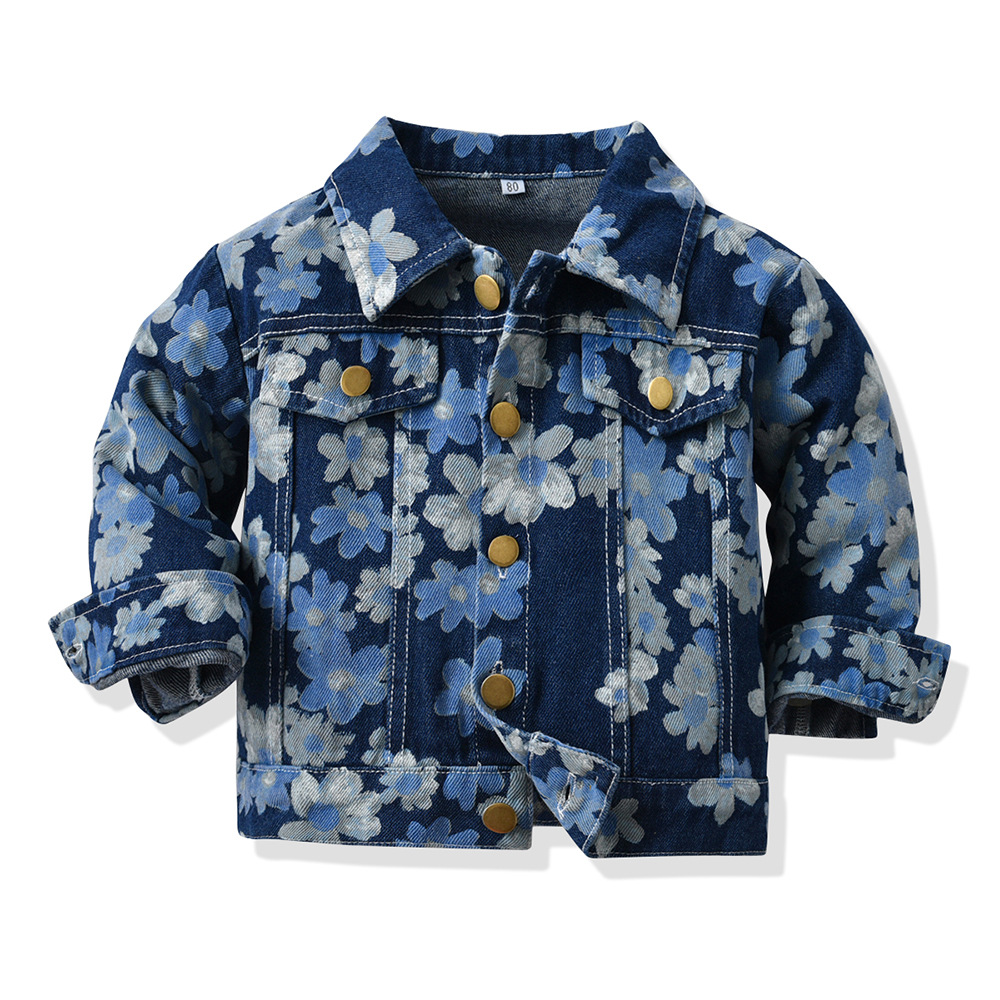 Baby Kid Boy Flowers Blue Jacket