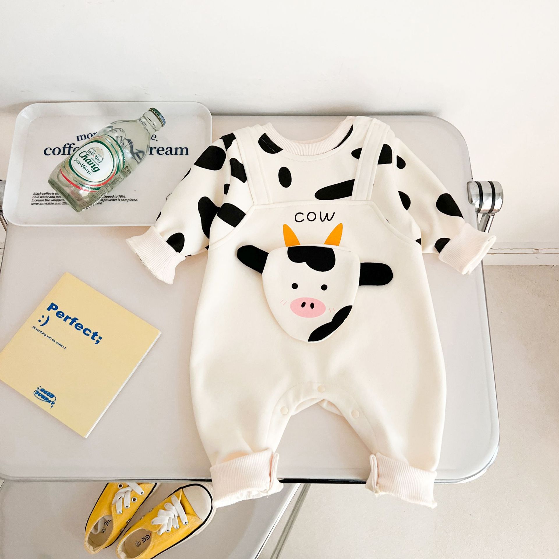 Baby Fake Two Pieces Milk Cow Romper