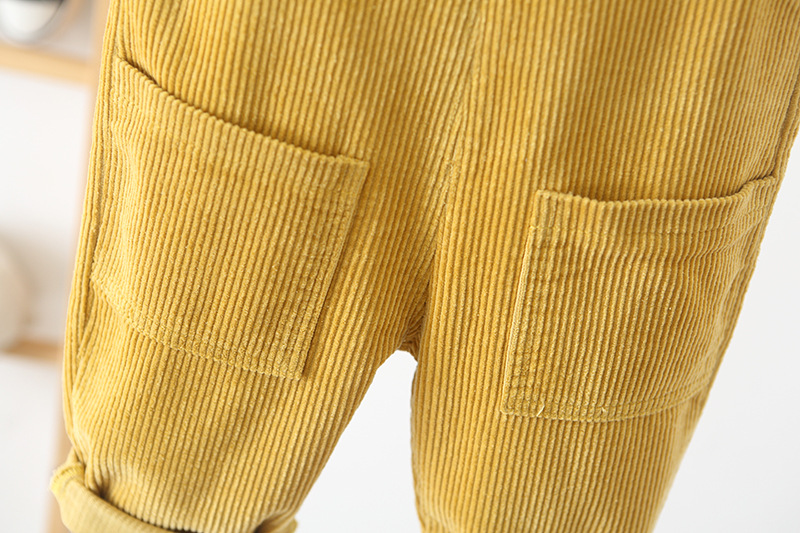 Toddler Solid Color Corduroy Neutral Overalls