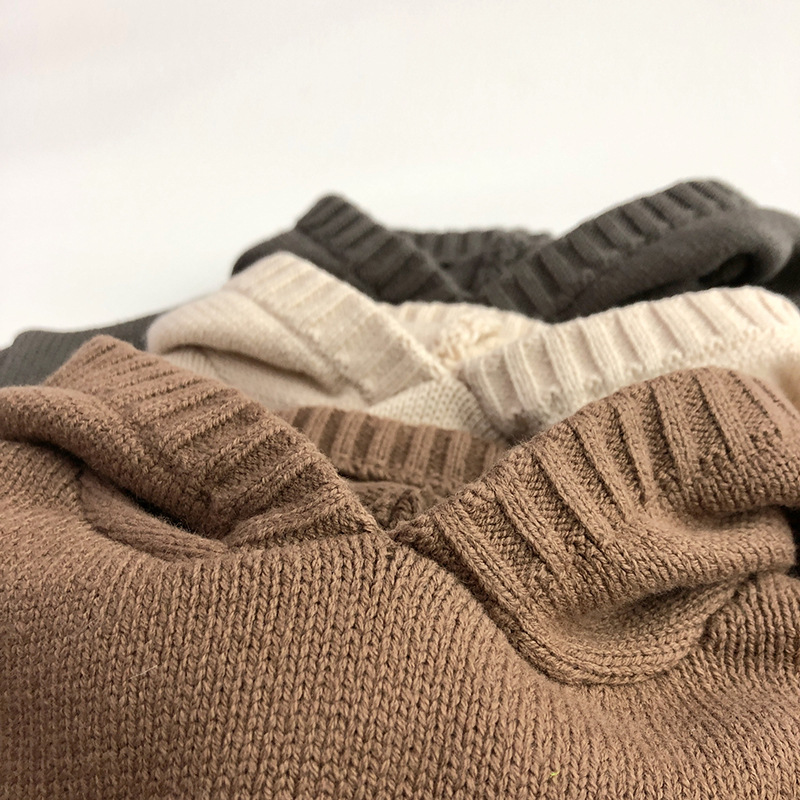 Kid Solid Color Hooded Knitted Sweater