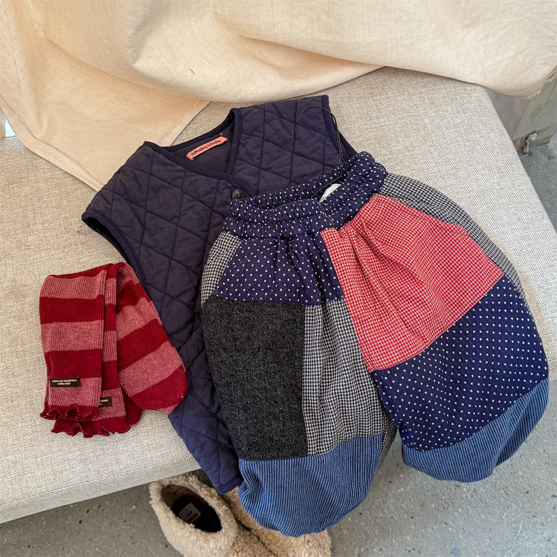 Kids Warm Patchwork Casual Pants