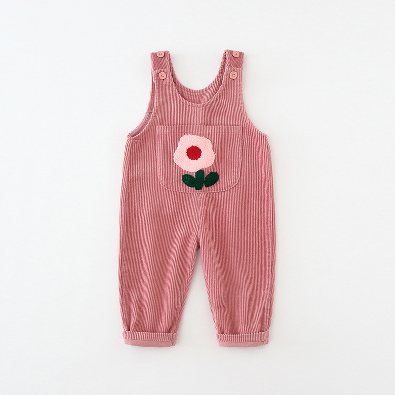 Baby Toddler Florals Embroidery Overalls