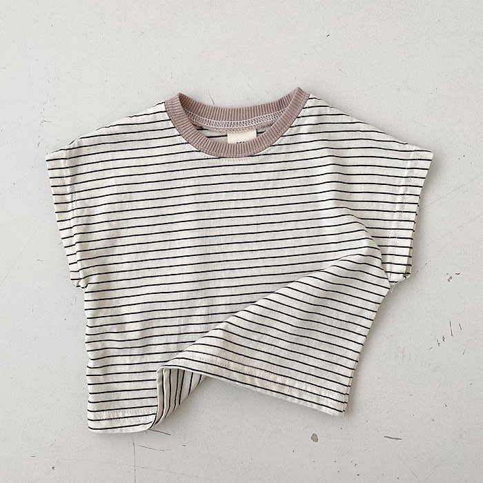 Baby Striped Contrast Collar T-Shirt