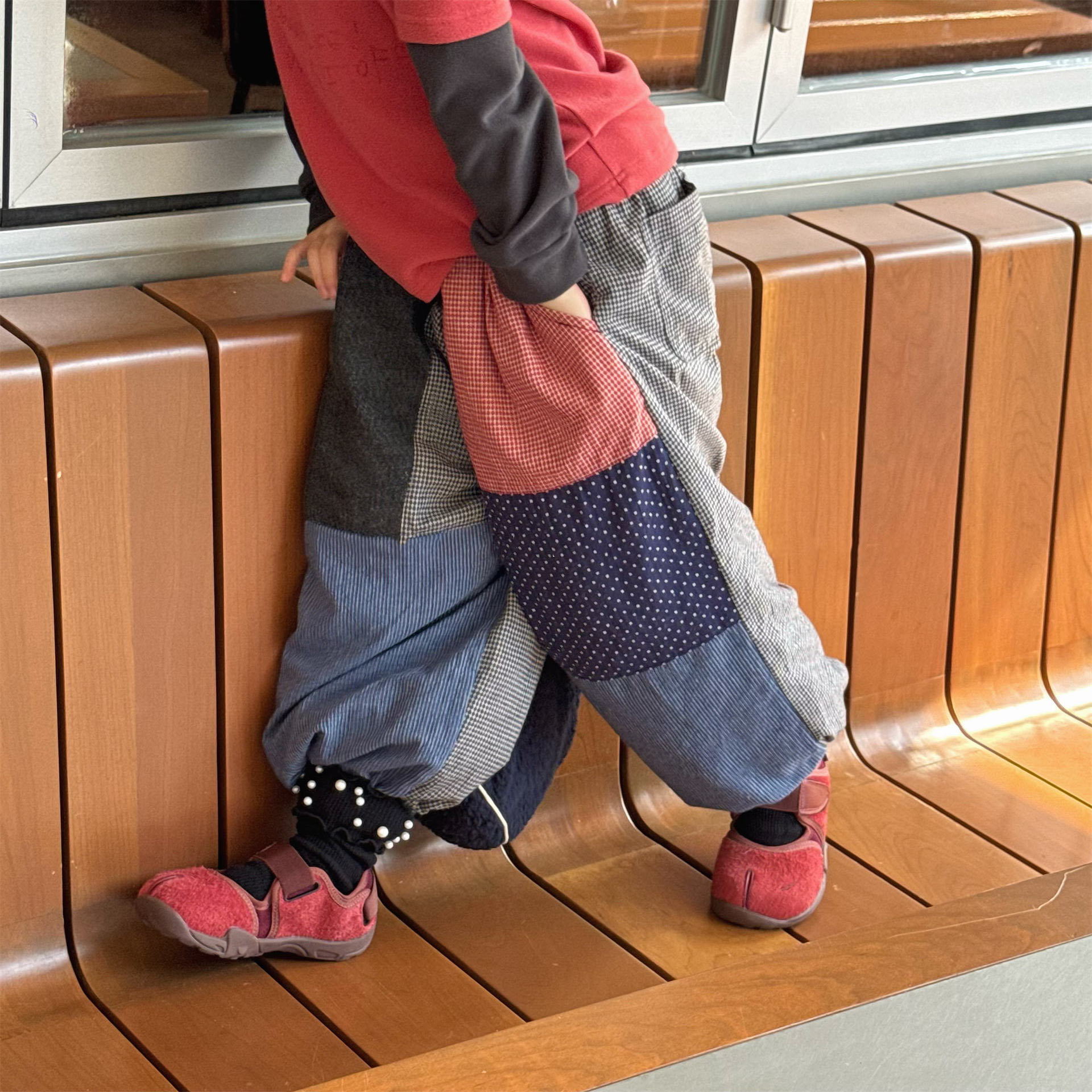 Kids Warm Patchwork Casual Pants