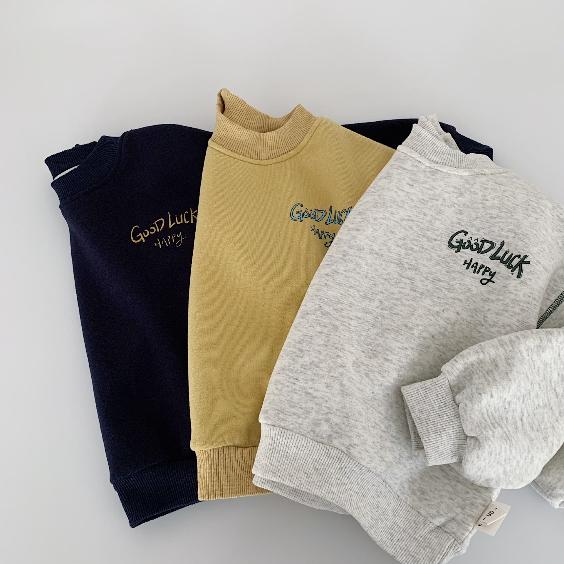 GOOD LUCK HAPPY Baby &  Kids Back Letter Print Crew Neck Sweatshirt