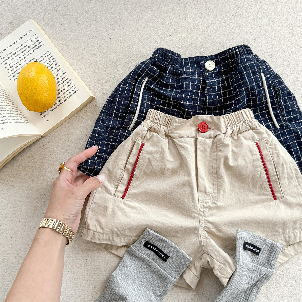 Toddler Casual Contrast Check Shorts