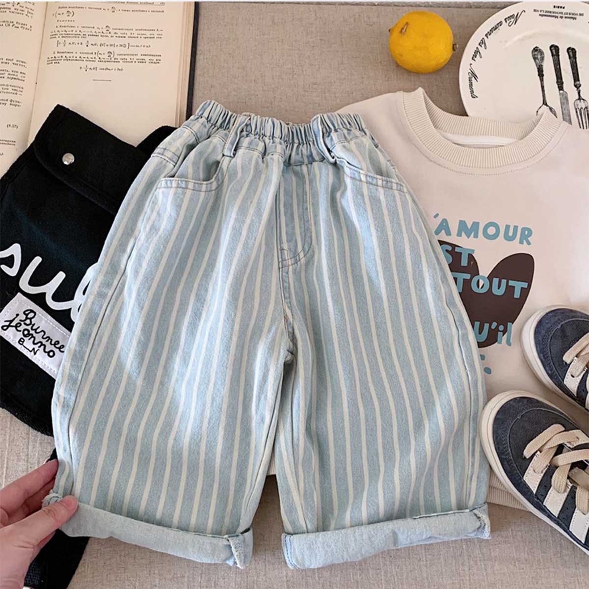 Kid Stripe Casual Denim Pants